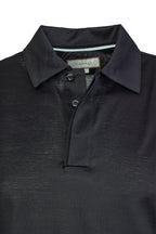 CANALI | Polo With Ribbed Trim On Placket | Black