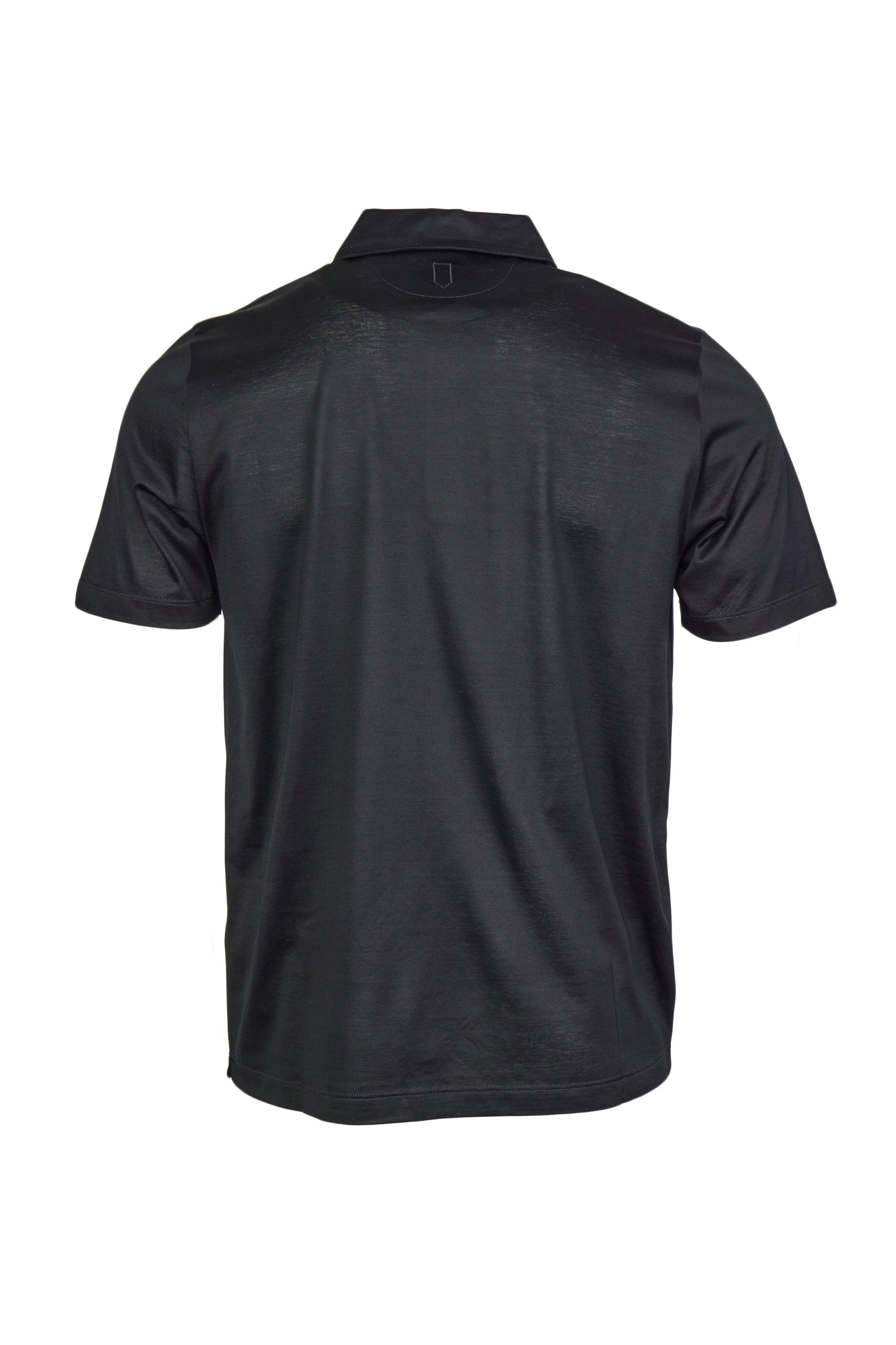 CANALI | Polo With Ribbed Trim On Placket | Black