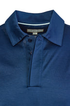 CANALI | Polo With Ribbed Trim On Placket | Navy