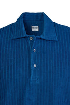 FEDELI | Ribbed Terry Polo | Dark Blue