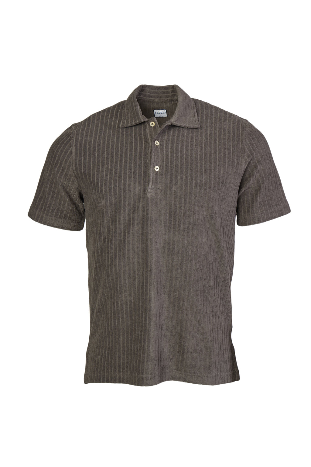 FEDELI | Ribbed Terry Polo | Brown