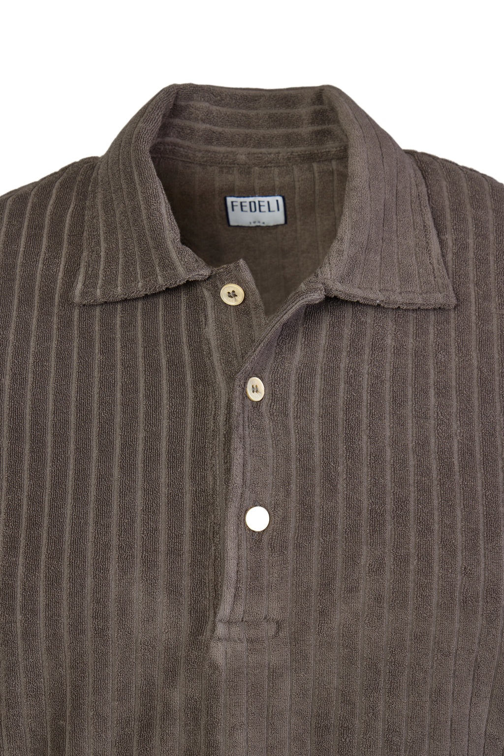 FEDELI | Ribbed Terry Polo | Brown