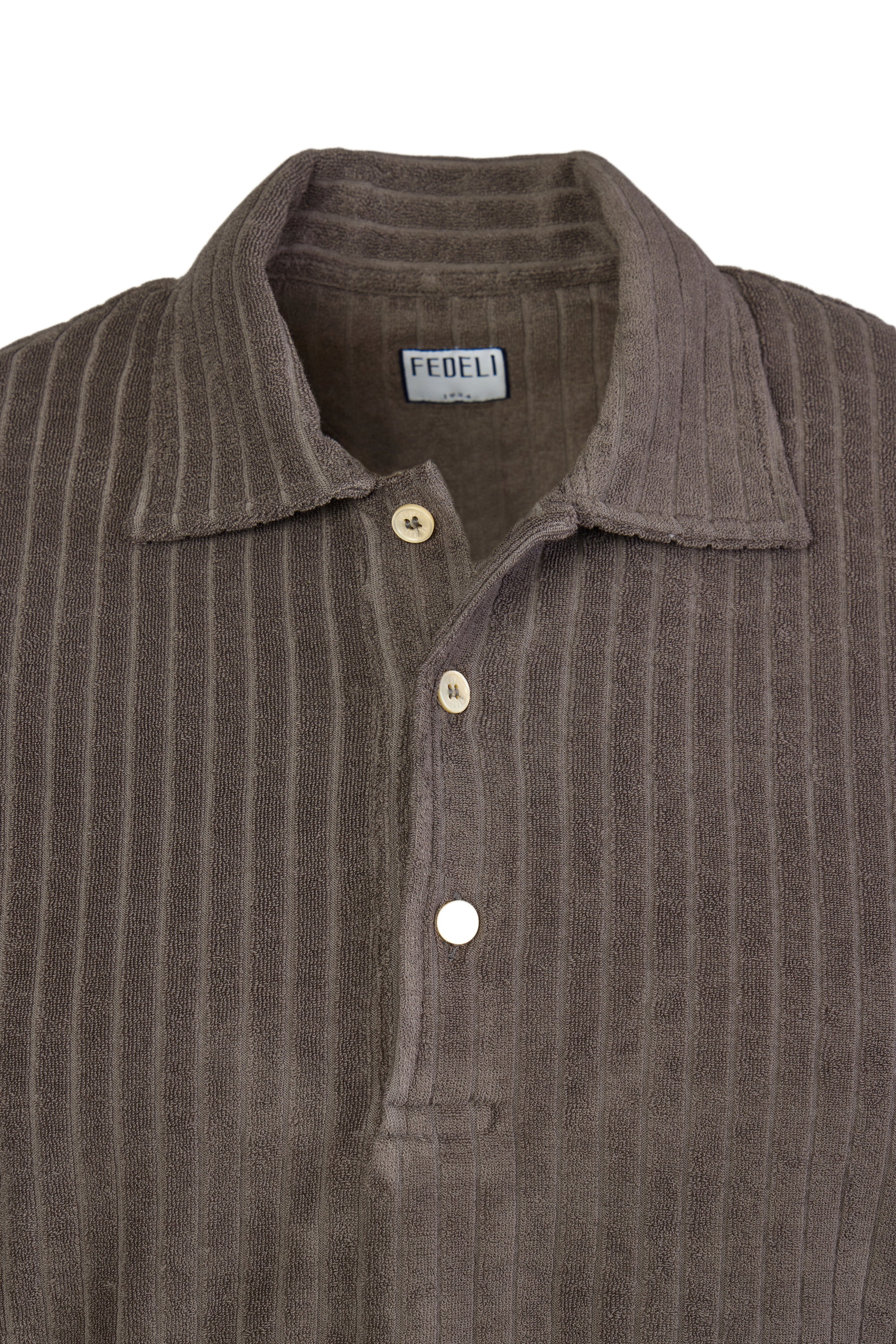 FEDELI | Ribbed Terry Polo | Brown