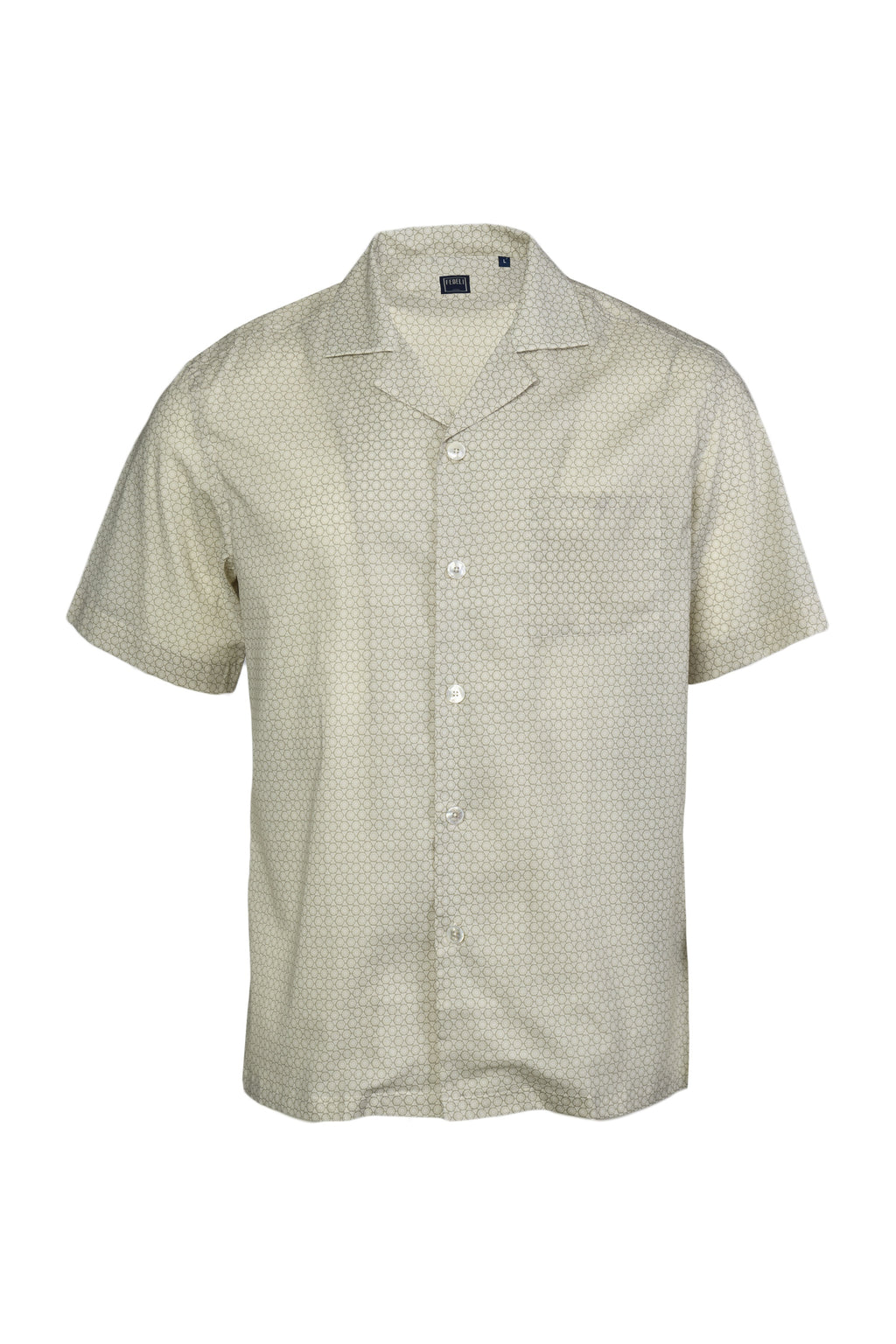 FEDELI | Patterned Bowling Shirt | Pale Green