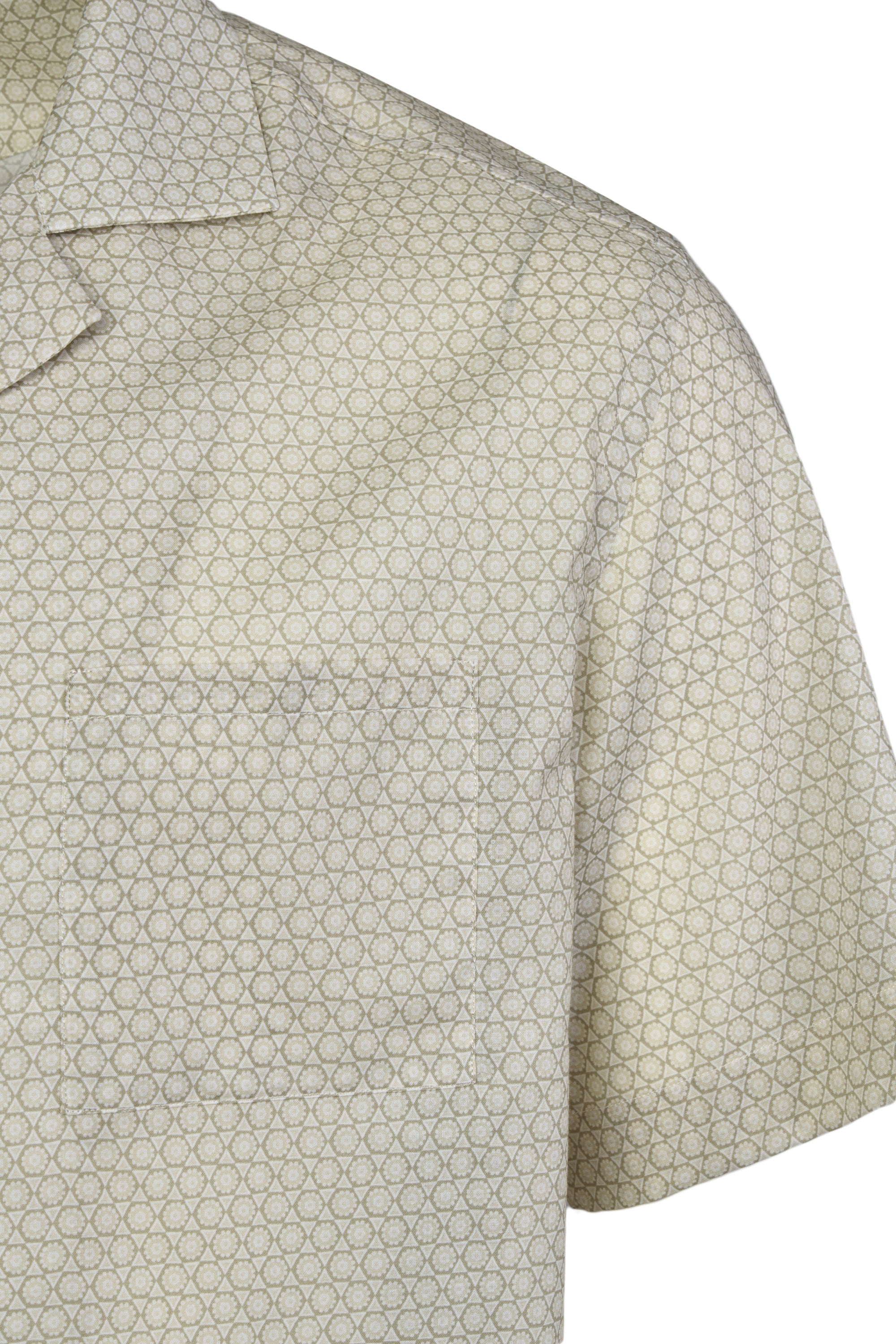 FEDELI | Patterned Bowling Shirt | Pale Green
