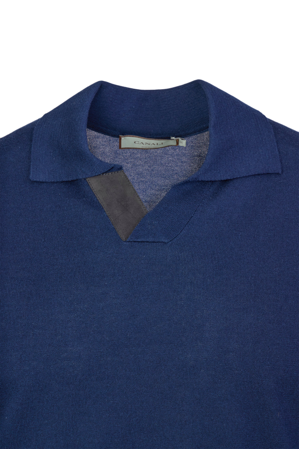 CANALI | Suede Trim Polo | Navy