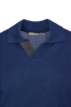 CANALI | Suede Trim Polo | Navy