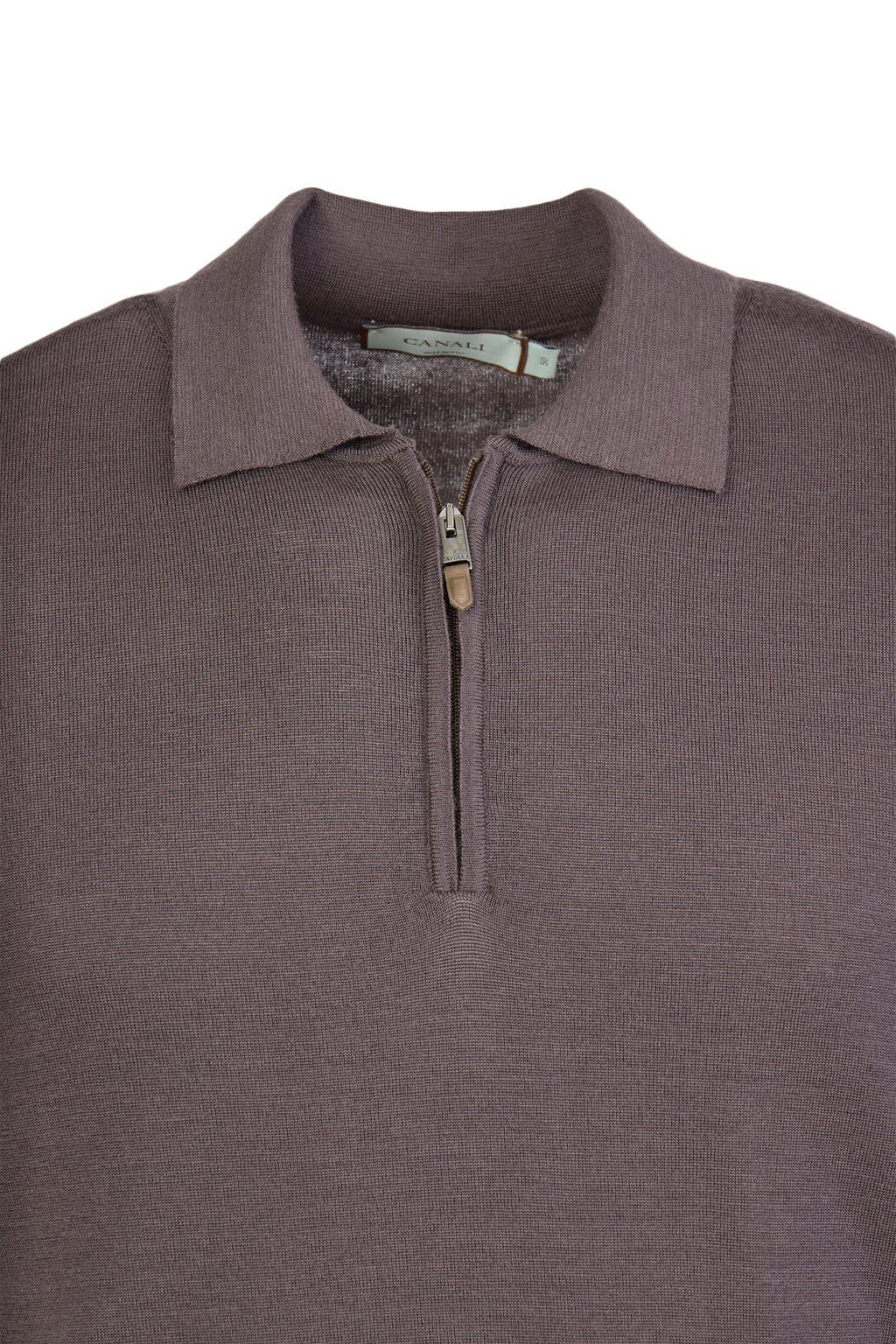 CANALI | Zip Neck Polo | Chocolate