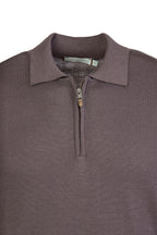 CANALI | Zip Neck Polo | Chocolate