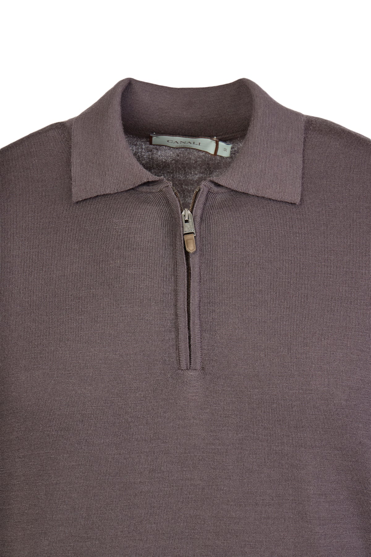 CANALI | Zip Neck Polo | Chocolate