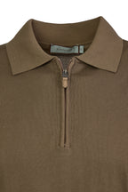 CANALI | Zip Neck Polo | Mid-Brown