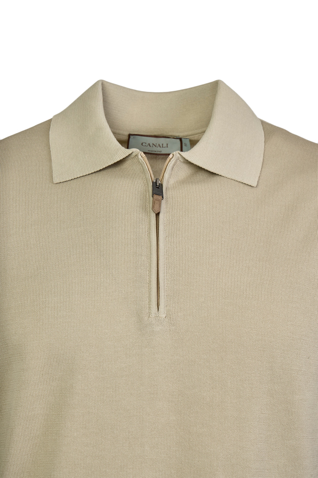 CANALI | Zip Neck Polo | Sand
