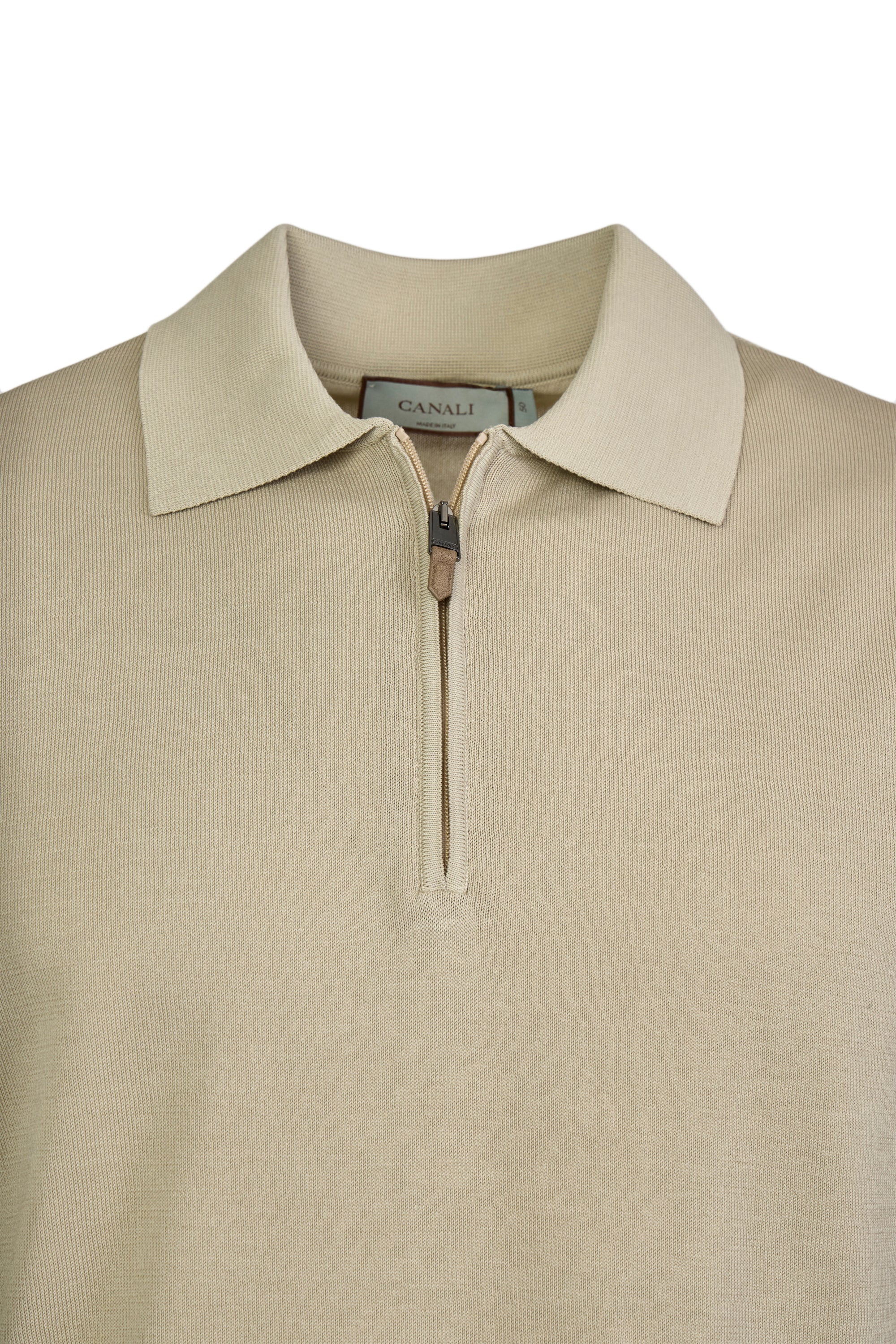 CANALI | Zip Neck Polo | Sand
