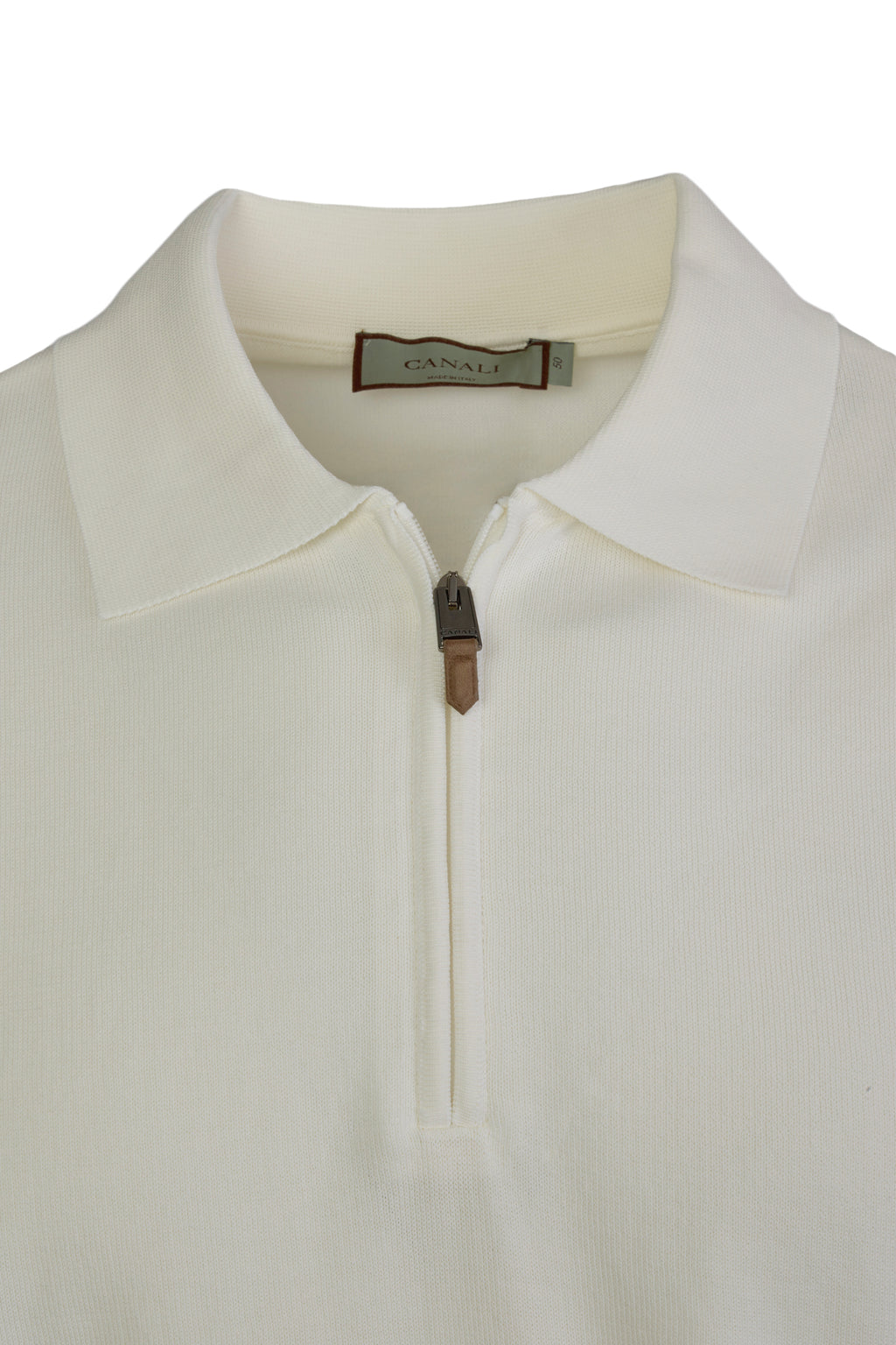 CANALI | Zip Neck Polo | White