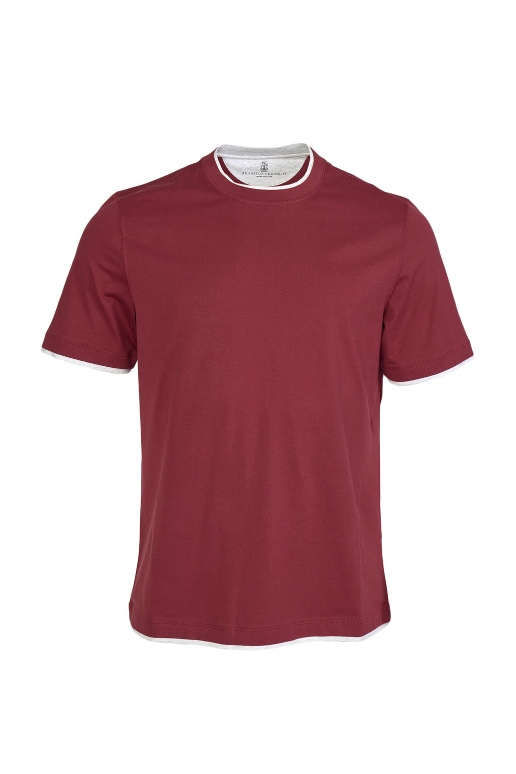 BRUNELLO CUCINELLI | Regular Fit T-Shirt With Trims | Burgundy