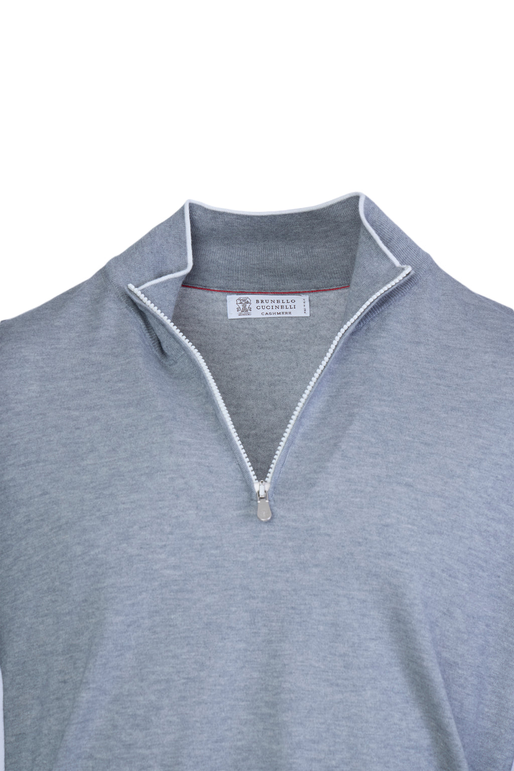 BRUNELLO CUCINELLI | Zip Neck Knit With Trims | Grey