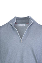 BRUNELLO CUCINELLI | Zip Neck Knit With Trims | Grey