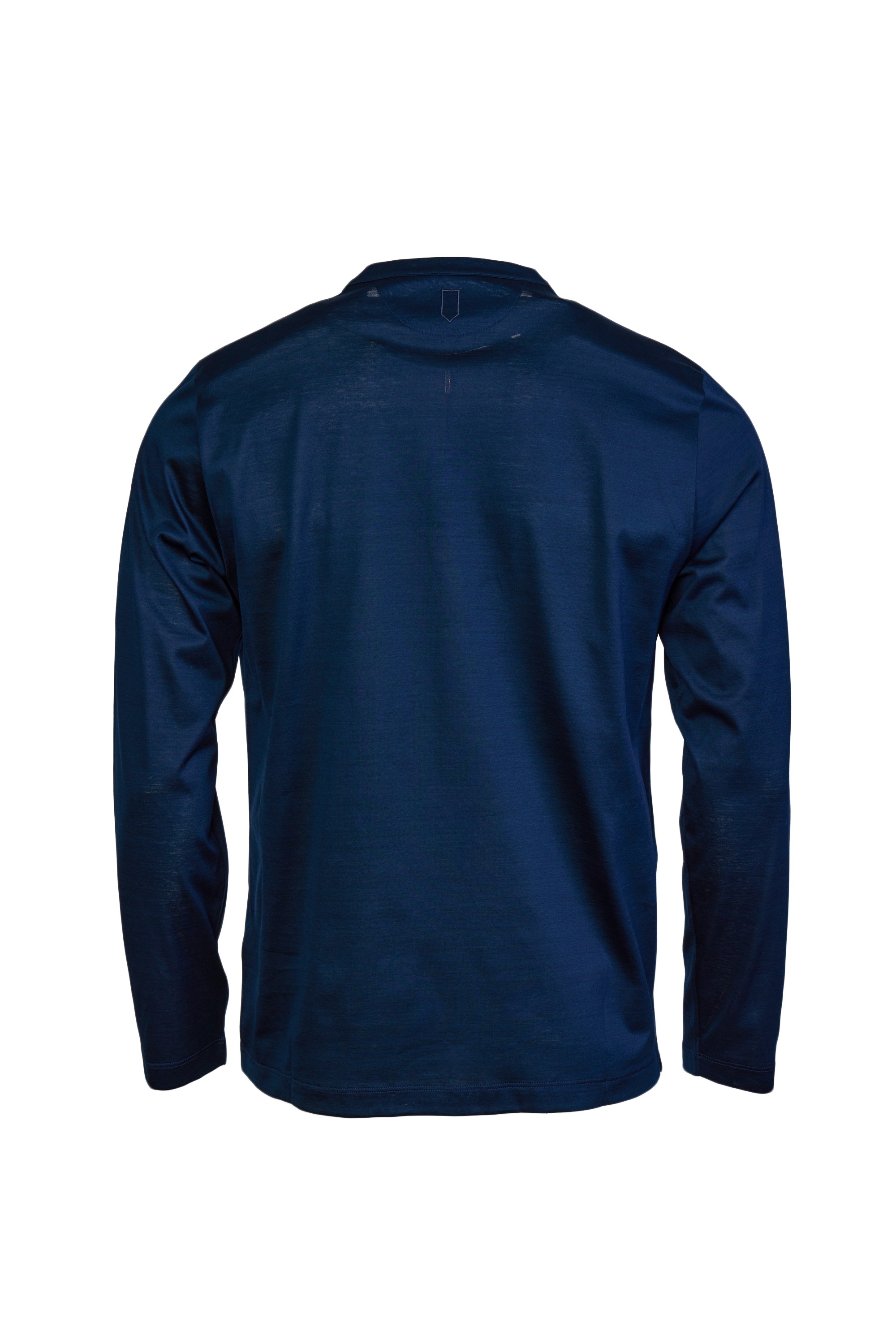 CANALI | Long Sleeve Ribbed Crew Neck T-Shirt | Navy