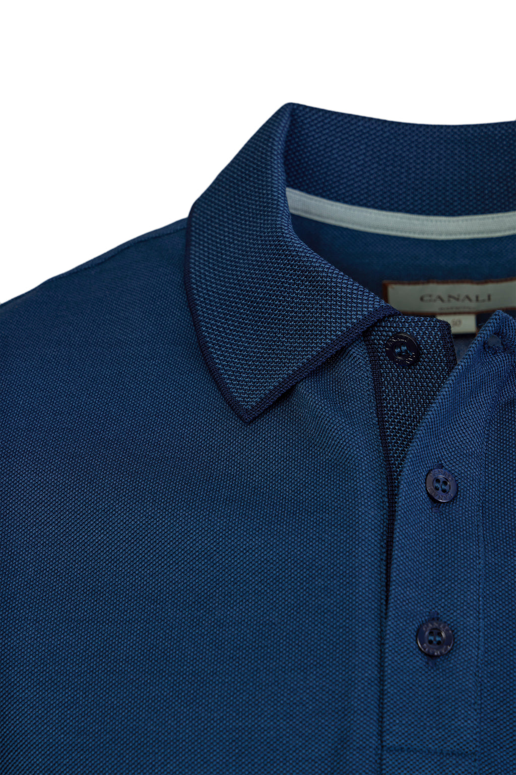 CANALI | Contrast Ribbed Collar Polo | Navy
