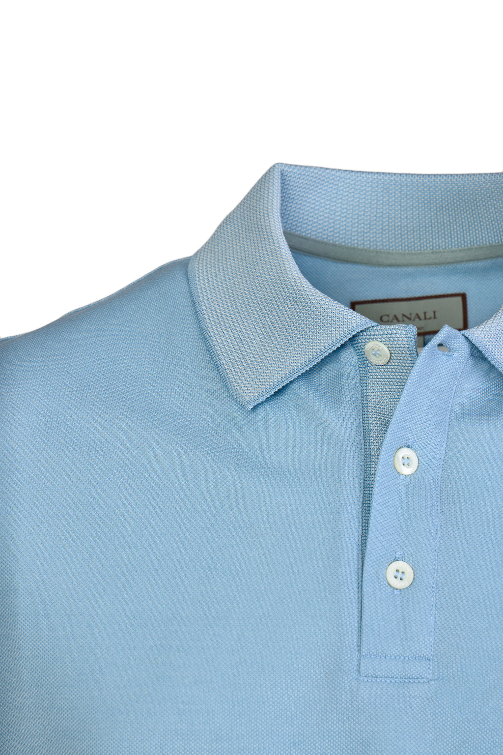 CANALI | Contrast Ribbed Collar Polo | Sky