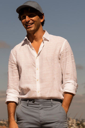 CANALI White Self-Checked Shirt