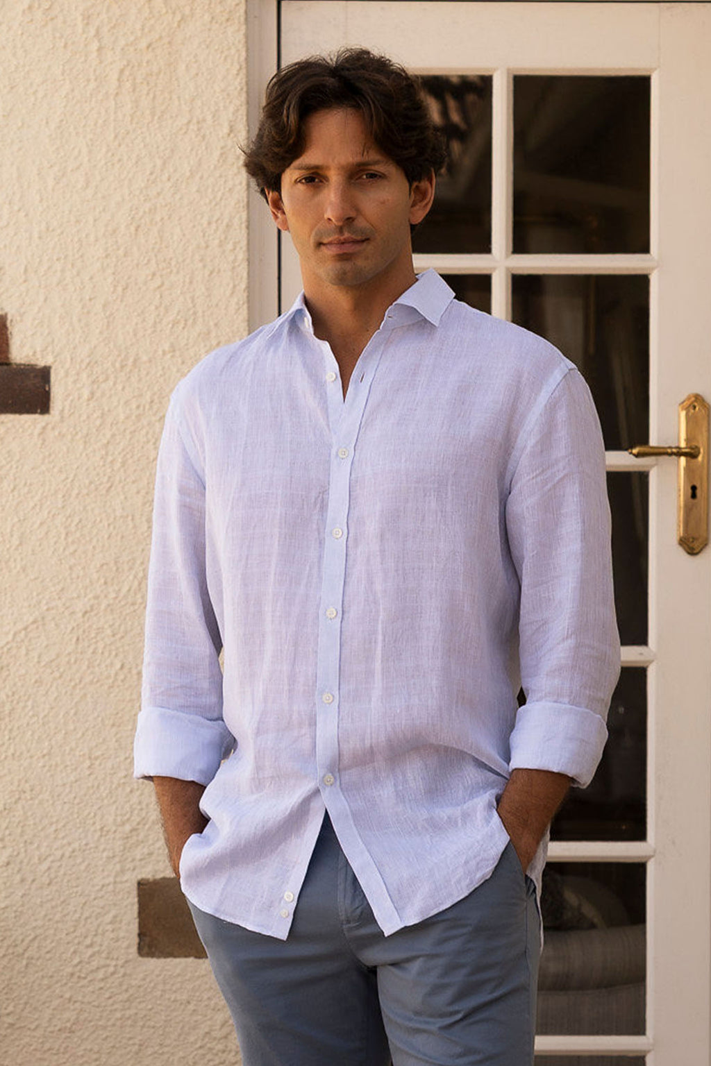 CANALI | Self-Checked Shirt | Sky