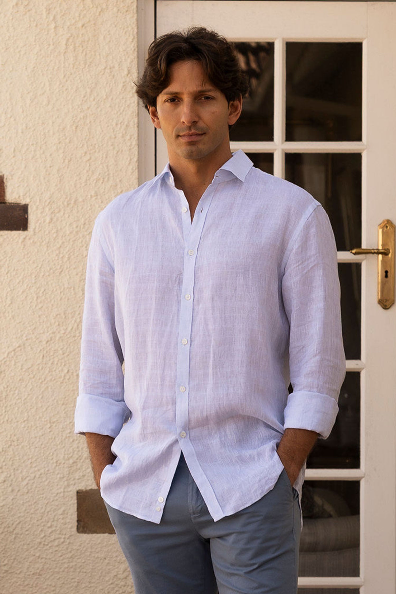 CANALI | Self-Checked Shirt | Sky
