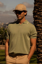 CANALI | V-Neck Polo With Trim | Pistachio