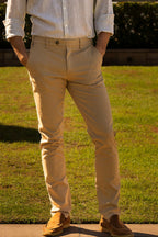 CANALI | Slim Leg Stretch Chino | Biscuit