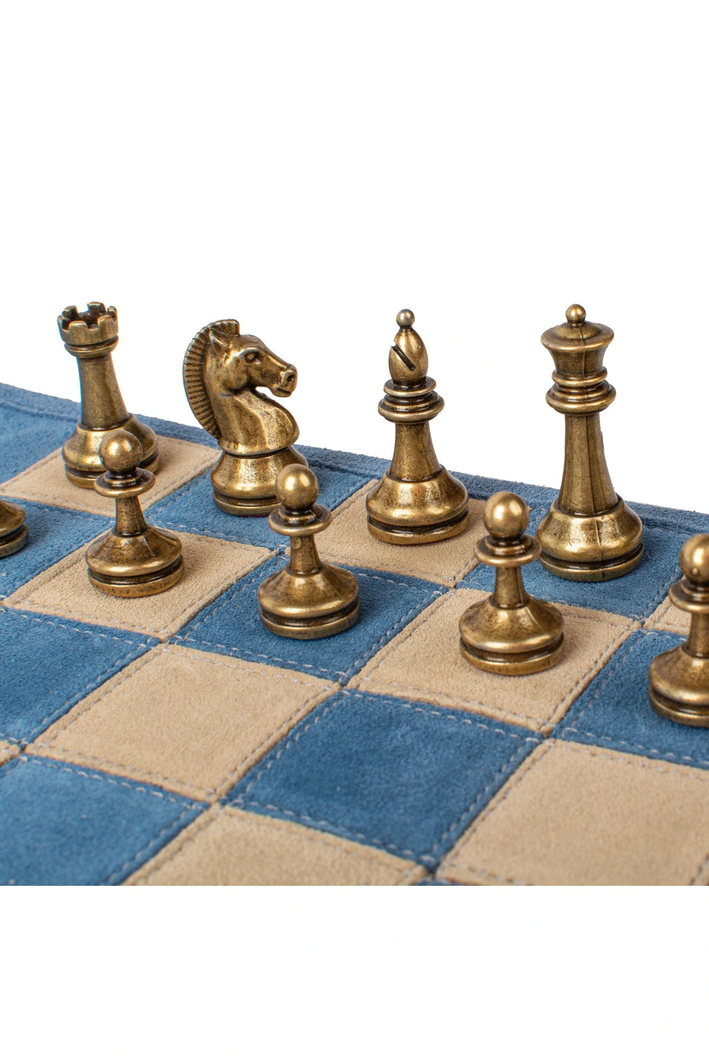 MANOPOULOS | Leather Travel Chess Set 30x46cm | Sky Blue