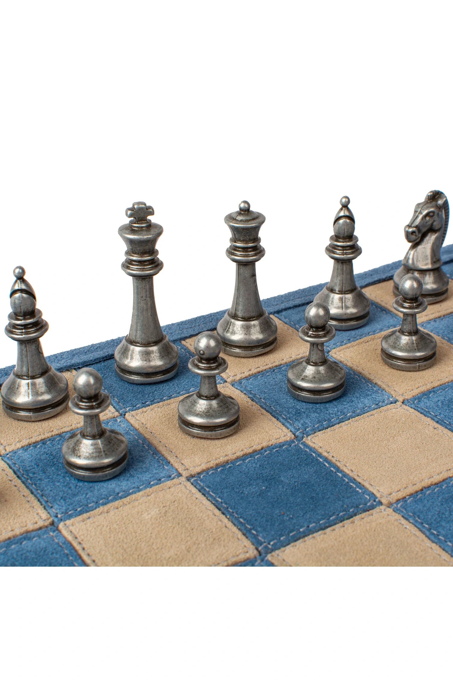 MANOPOULOS | Leather Travel Chess Set 30x46cm | Sky Blue