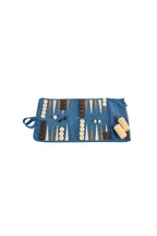 MANOPOULOS | Leather Travel Backgammon Set | Sky Blue