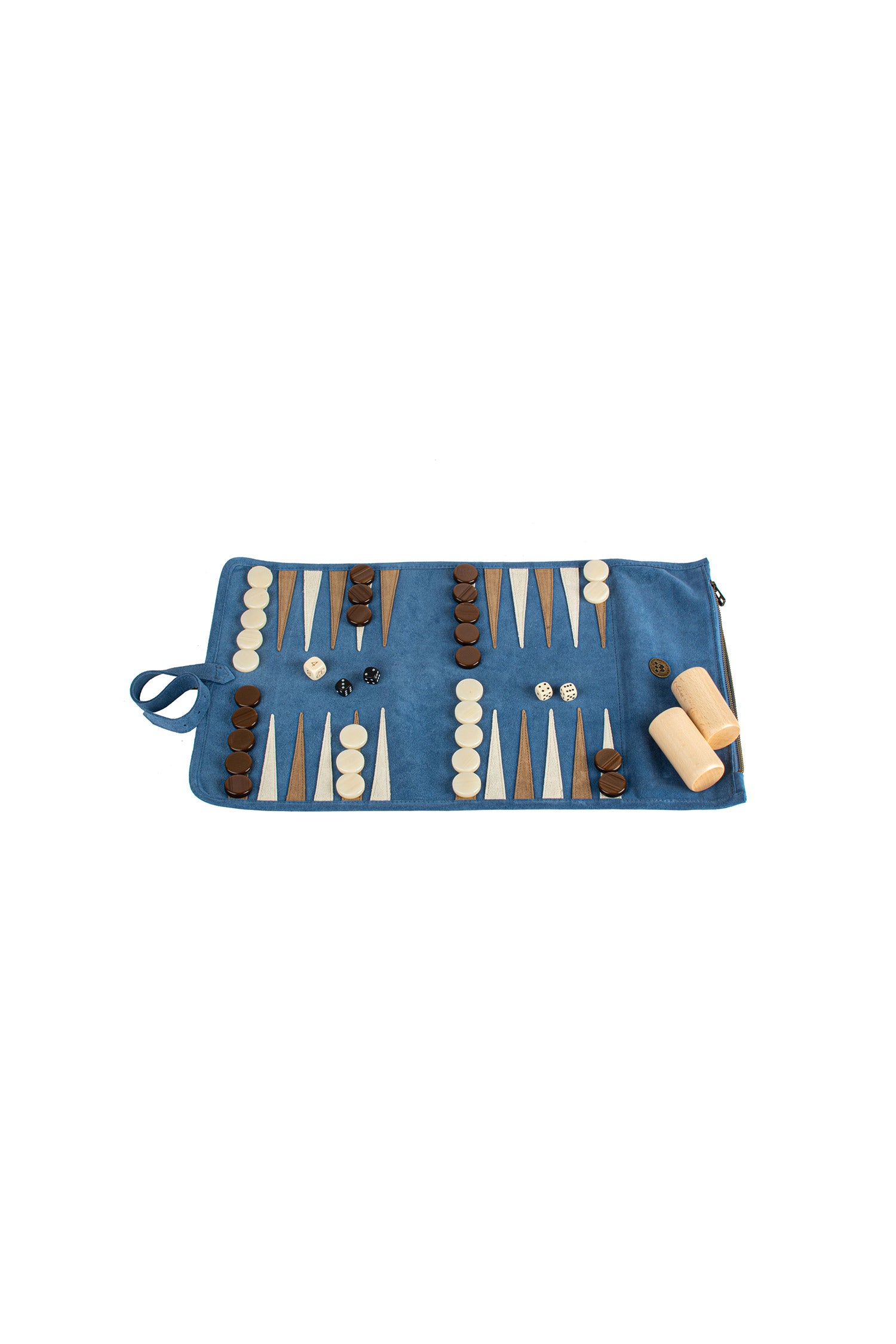 MANOPOULOS | Leather Travel Backgammon Set | Sky Blue