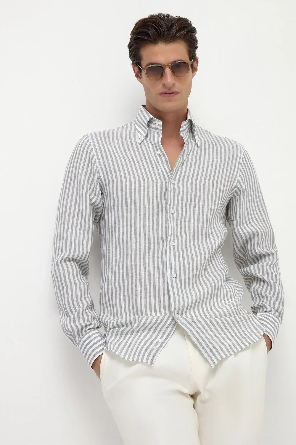 PINI PARMA | Striped Shirt | Sage