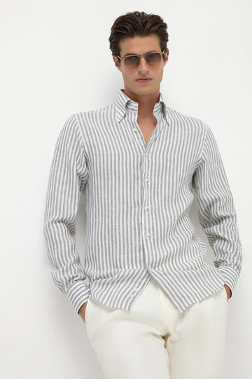 PINI PARMA Sage Striped Shirt