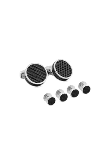 TATEOSSIAN Silver Woven Cufflinks & Studs Set
