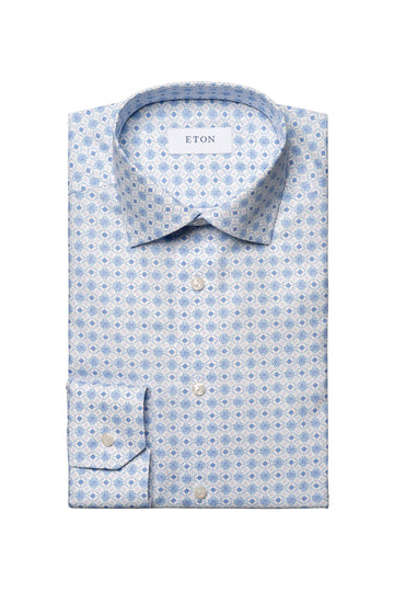 ETON Blue & Purple Tile Pattern Shirt