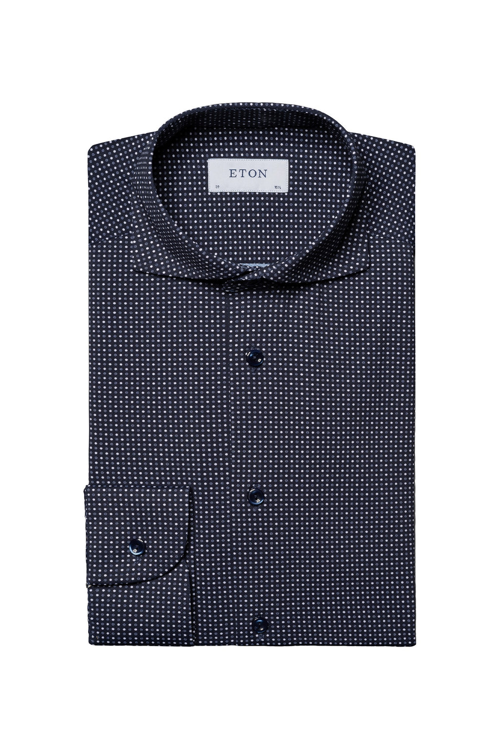 ETON | Spotted Stretch Shirt | Navy