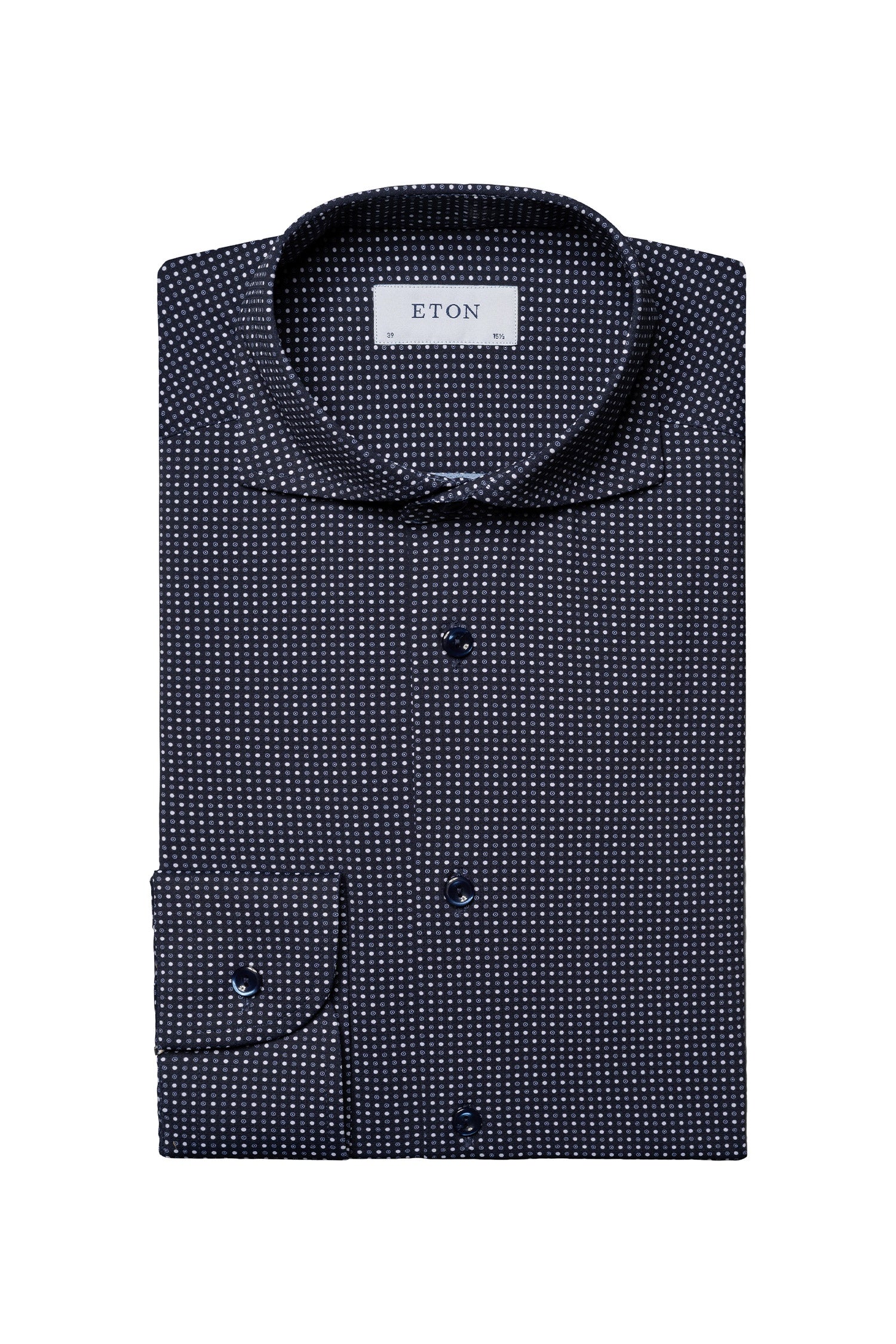 ETON | Spotted Stretch Shirt | Navy
