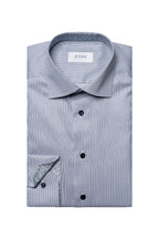 ETON | Stripe Shirt With Inner Floral | Dark Blue