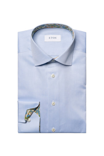 ETON Blue Shirt With Inner Floral & Fruit
