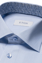 ETON | Stripe Shirt With Inner Floral | Blue