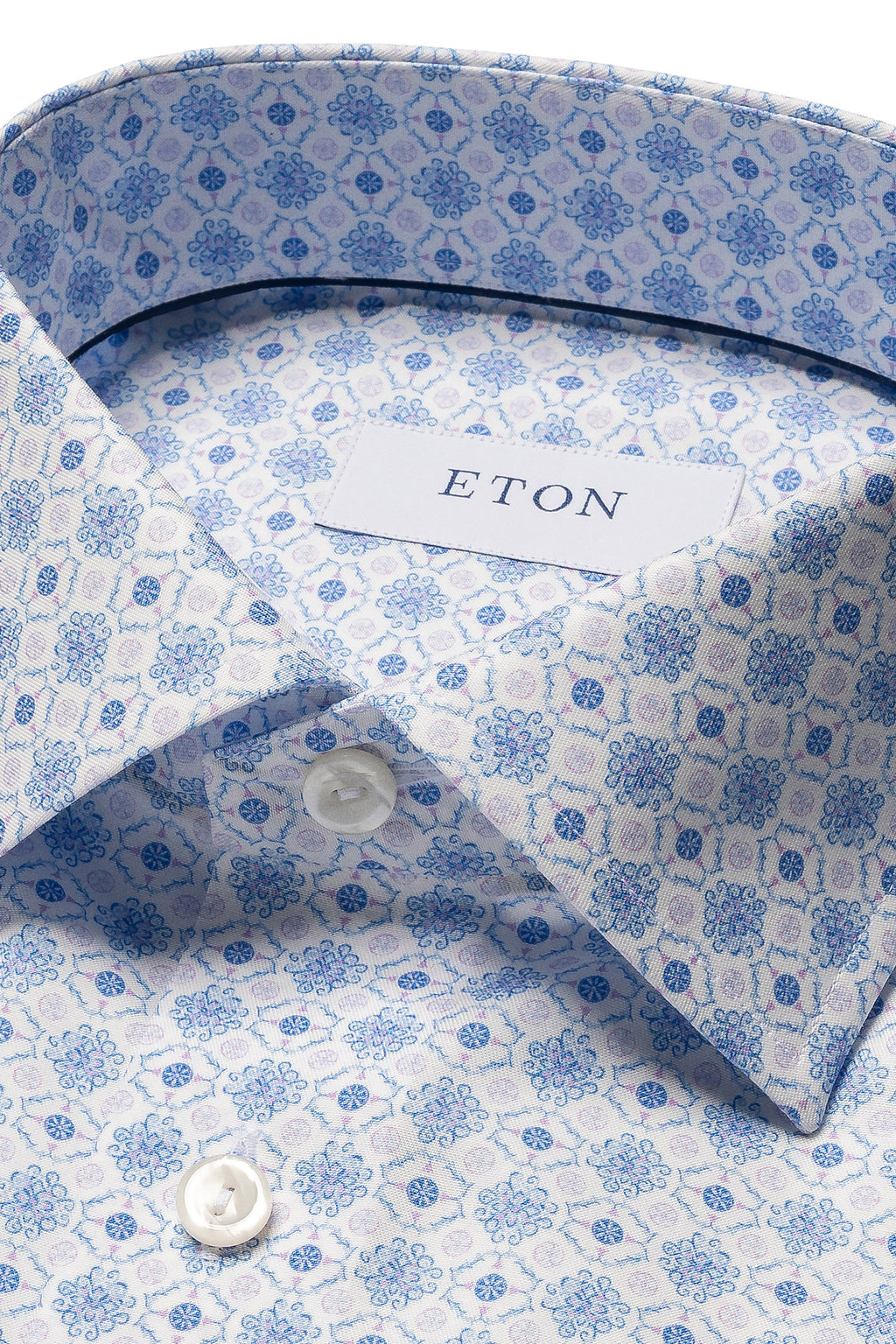 ETON | Contemporary Fit Tile Pattern Shirt | Blue & Purple