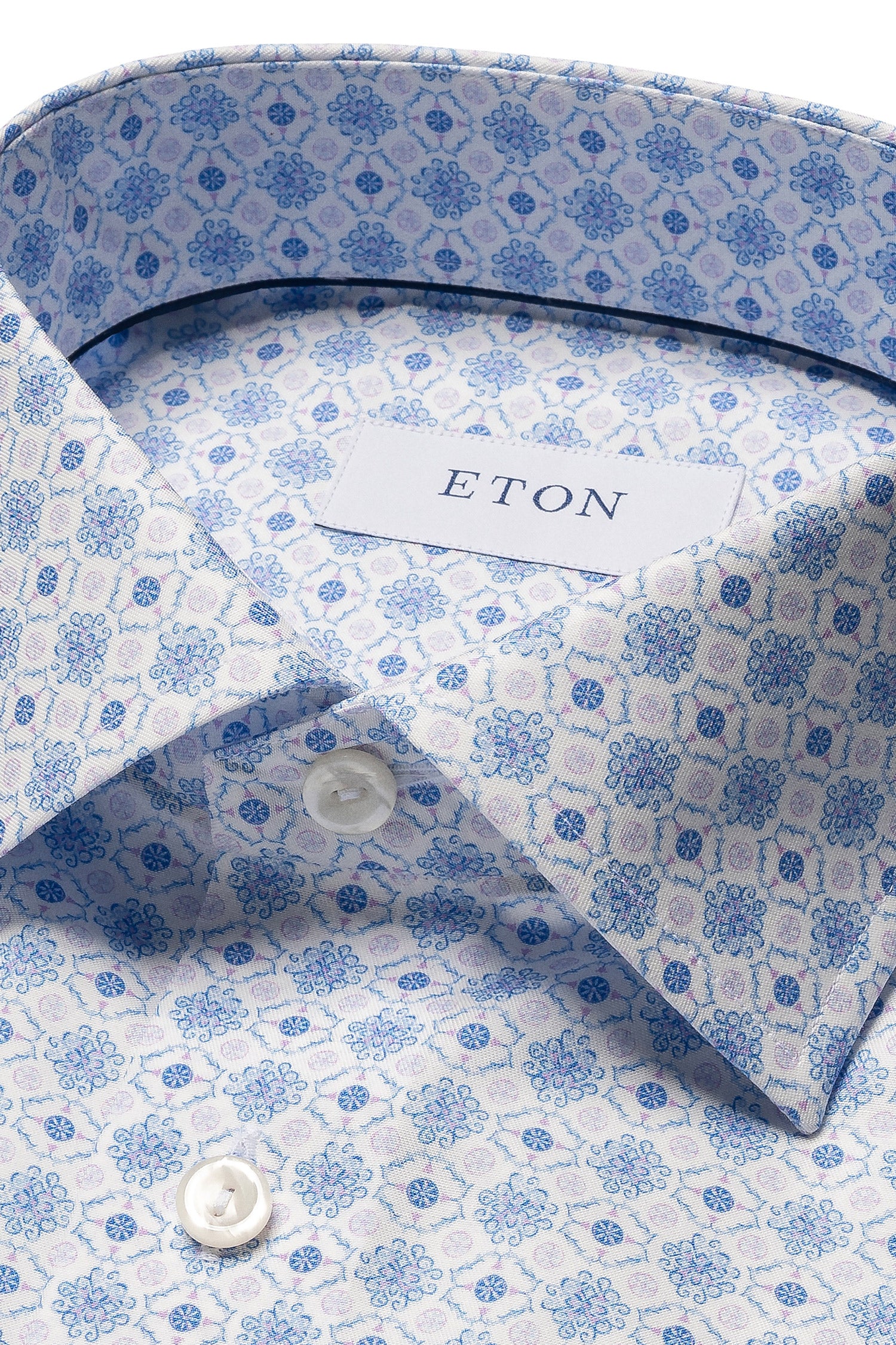 ETON | Contemporary Fit Tile Pattern Shirt | Blue & Purple