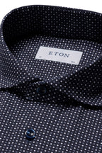 ETON | Spotted Stretch Shirt | Navy