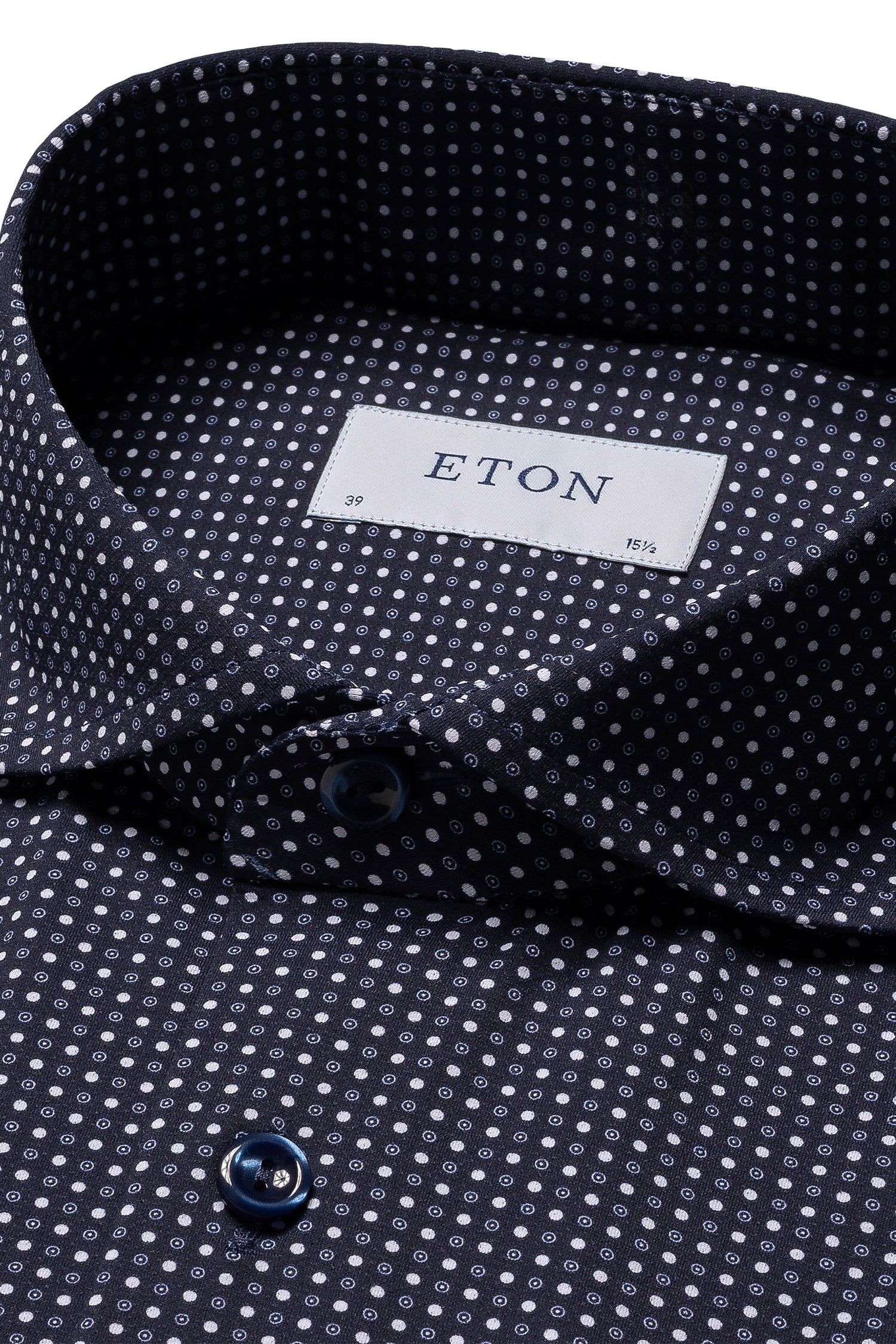 ETON | Spotted Stretch Shirt | Navy