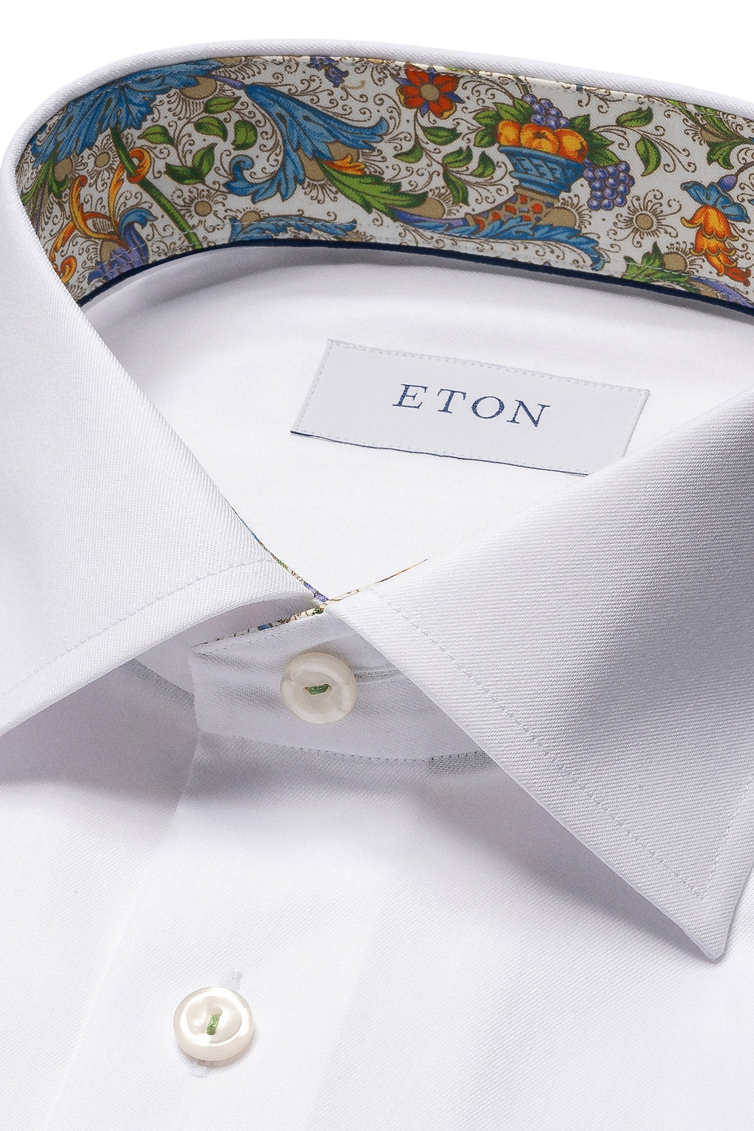 ETON | Contemporary Fit Shirt With Inner Floral & Fruit | White
