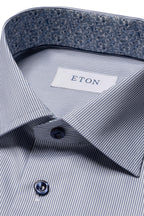 ETON | Contemporary Fit Stripe Shirt With Inner Floral | Dark Blue