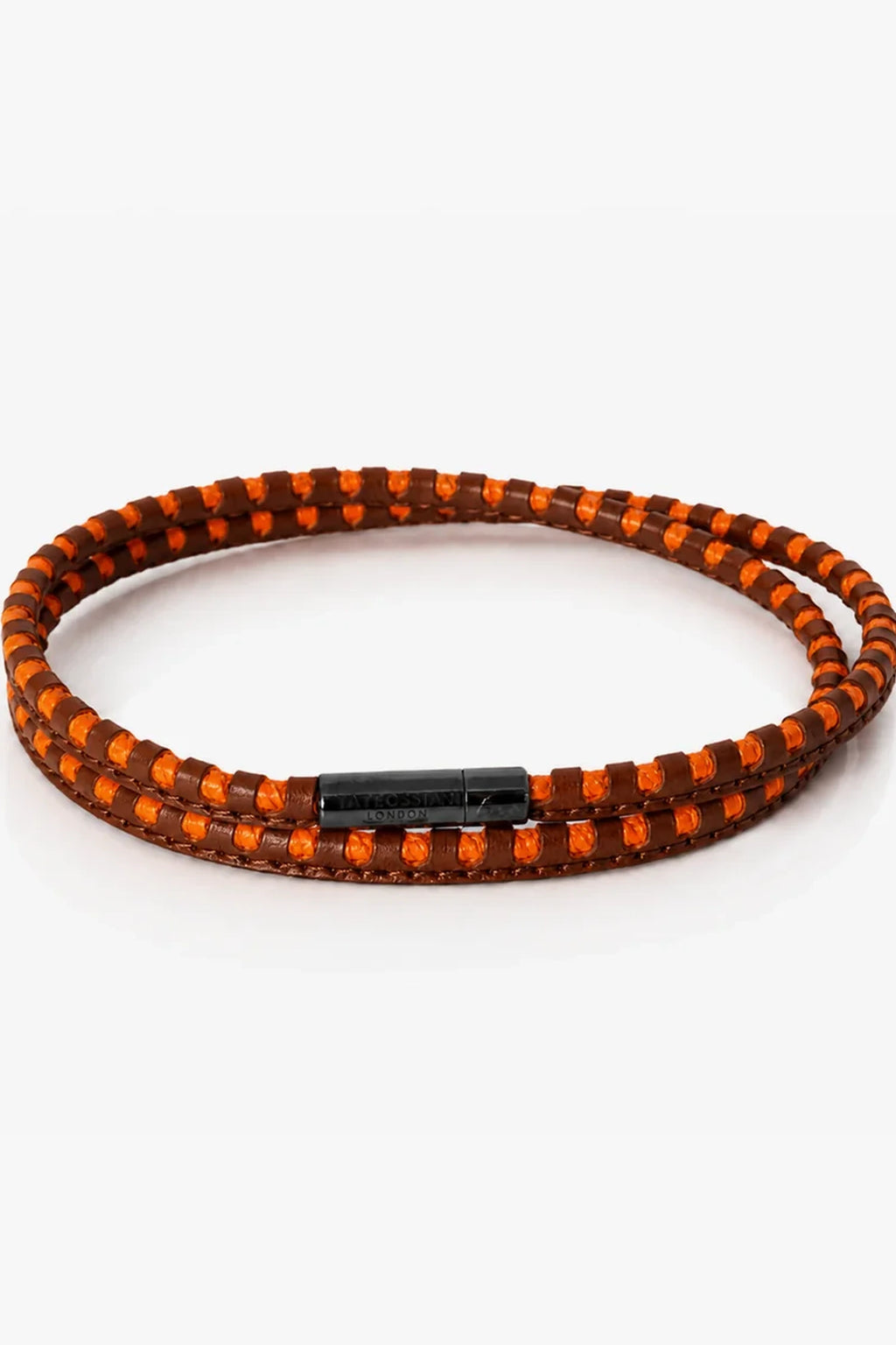 TATEOSSIAN | Stripe Leather Bracelet | Orange