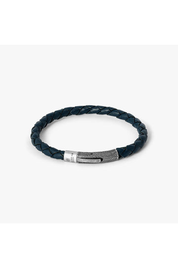 TATEOSSIAN Navy Herringbone Leather Bracelet
